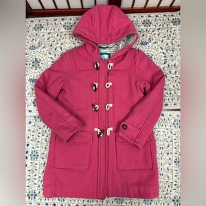 Mini Boden Duffle Toggle Coat Wool Blend Pink Warm Jacket 9/10